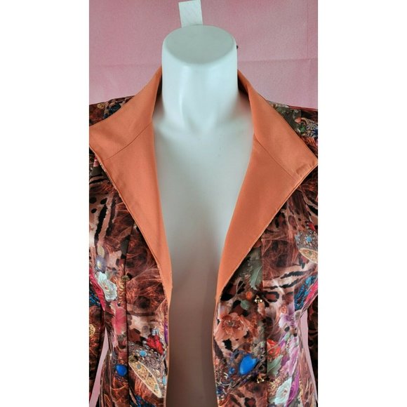 ROSSI ROMA FANCY Multicolor  COAT JACKET design Large NWT  Made in Italy Jewelry - Picture 3 of 13